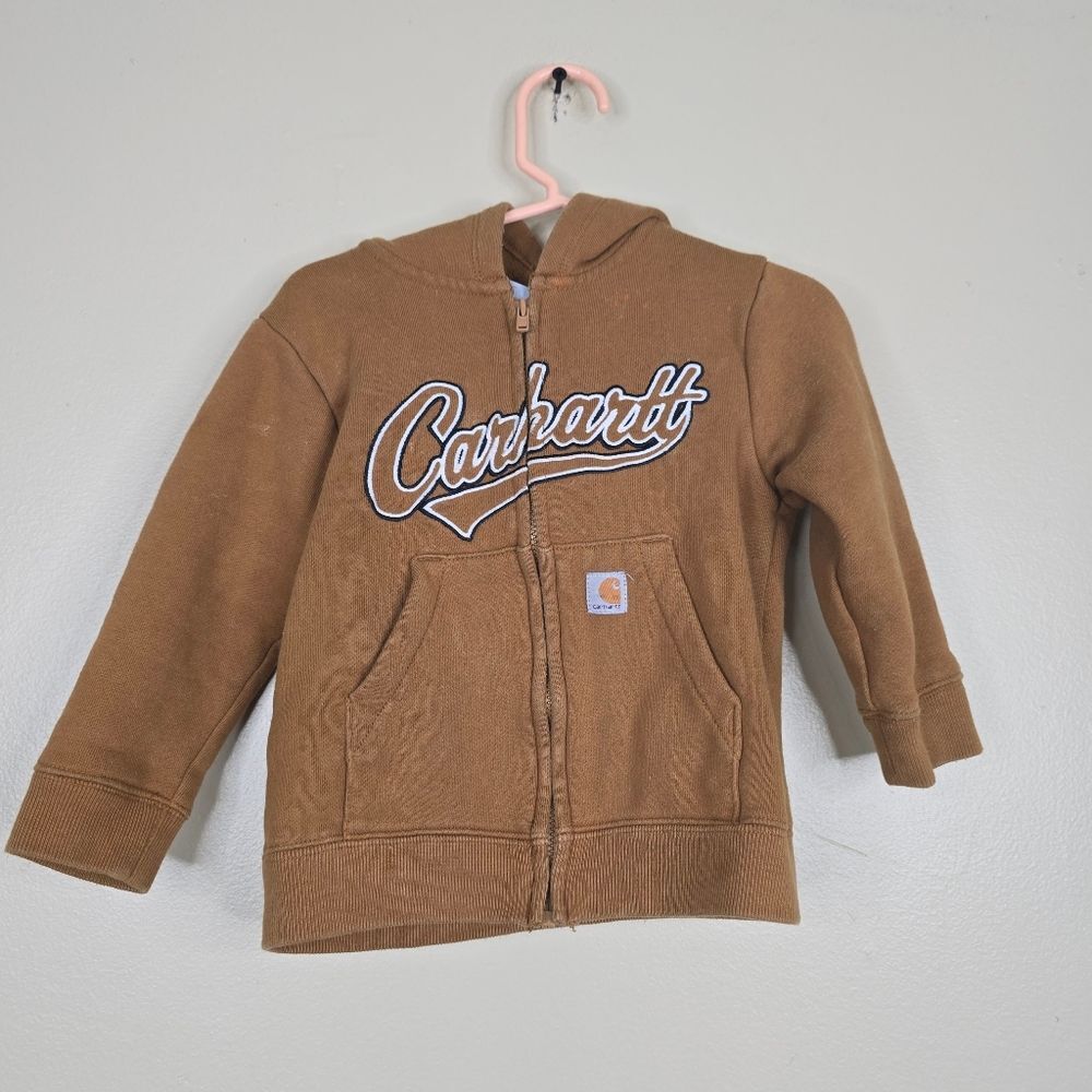 Carhartt Baby Boy's Brown Zip Up Sweatshirt Size 2t  Long Sleeves Pockets